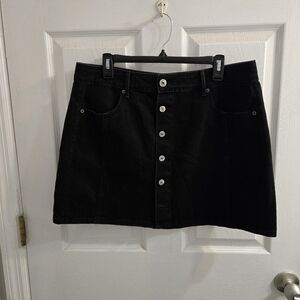 American Eagle Mini Skirt Size 14 Black Cotton Denim Button Front Pocket…